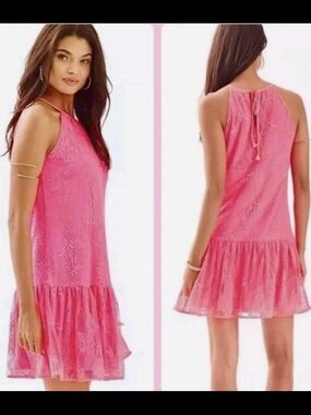 LILLY P MINI PINK KNIT LACE ISABEAU DRESS